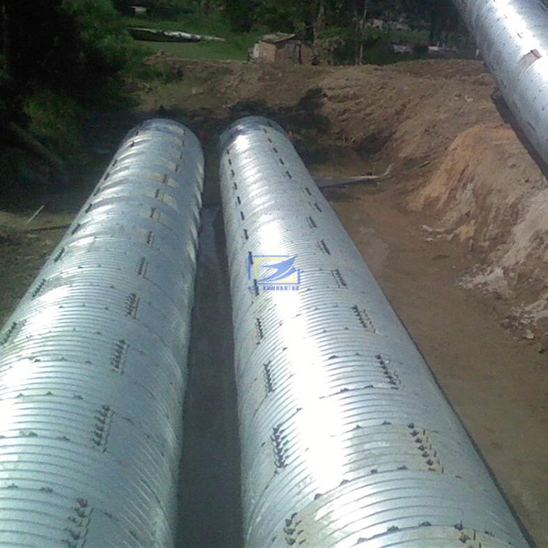 round corrugated steel culvert pipe assembled by bolts and nuts